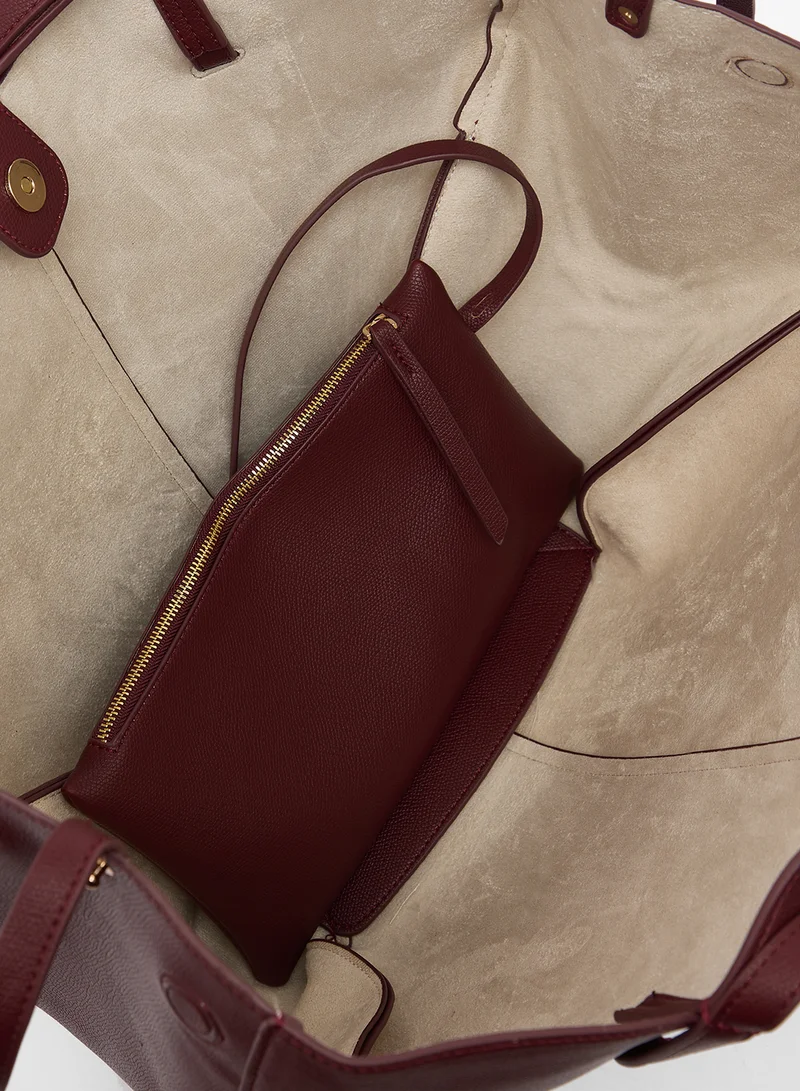 ELLA Burgandy east-to-west adjustable tote bag for Women | Best Price UAE